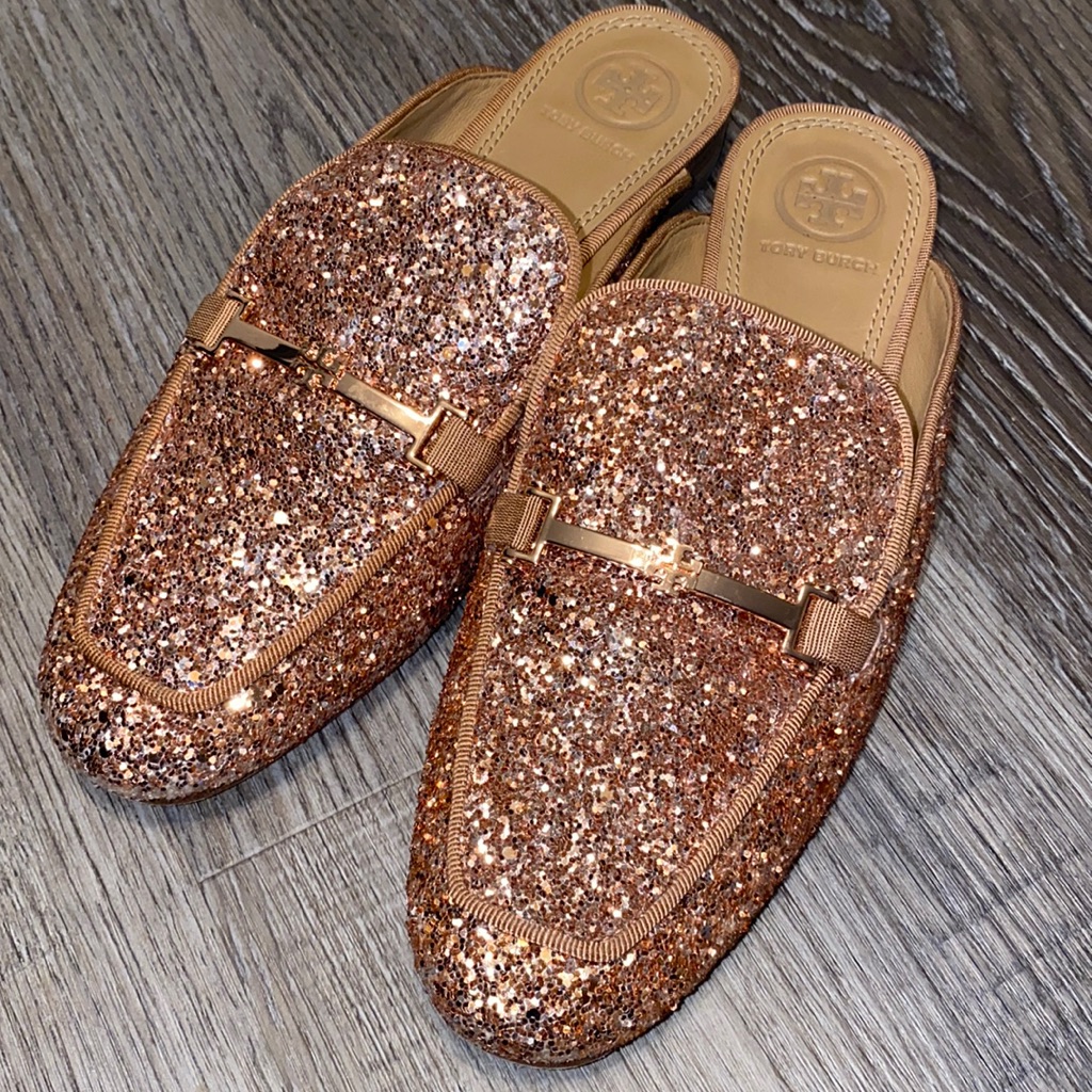 Tory Burch Sparkle Loafers In Rose Gold